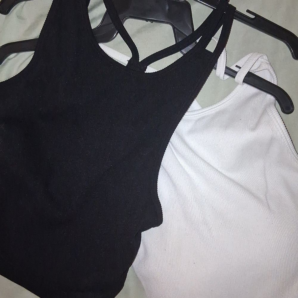 ***SOLD***Women's Black and White Set Of Athletic Tank Tops